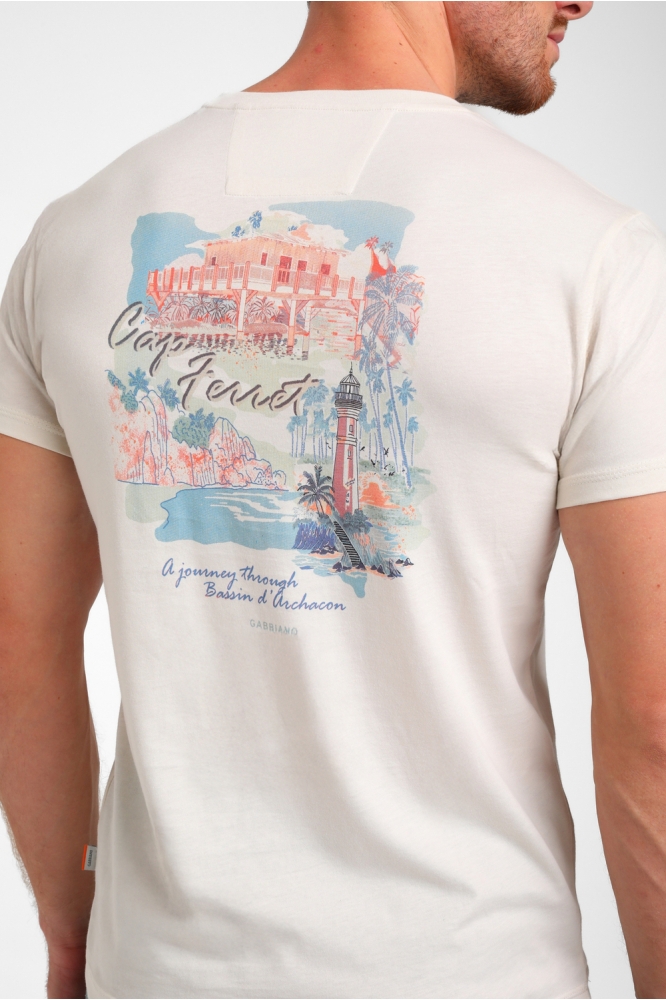 Gabbiano beige heren t-shirt | Close up