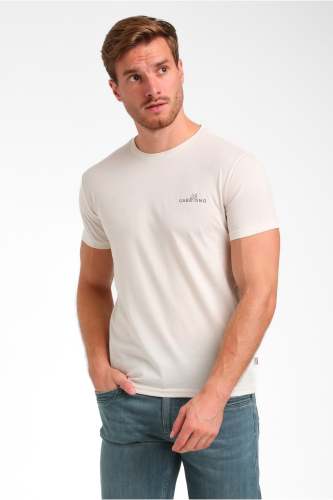 Gabbiano beige heren t-shirt | Model vooraanzicht
