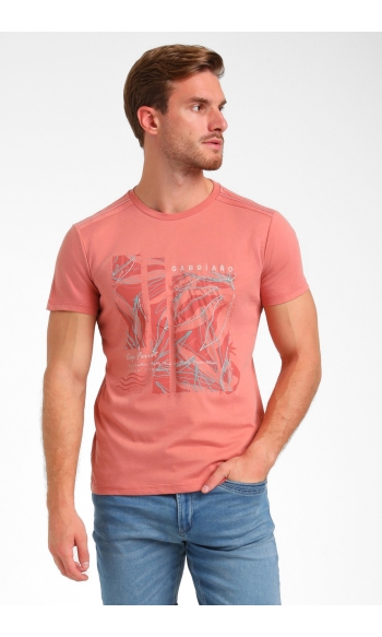 FRONT PRINTED T SHIRT 155913 SUNSET RED