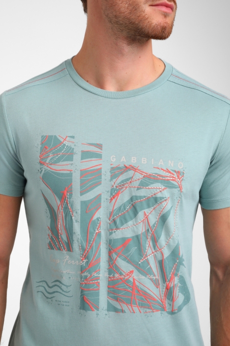Gabbiano groene heren t-shirt | Close up