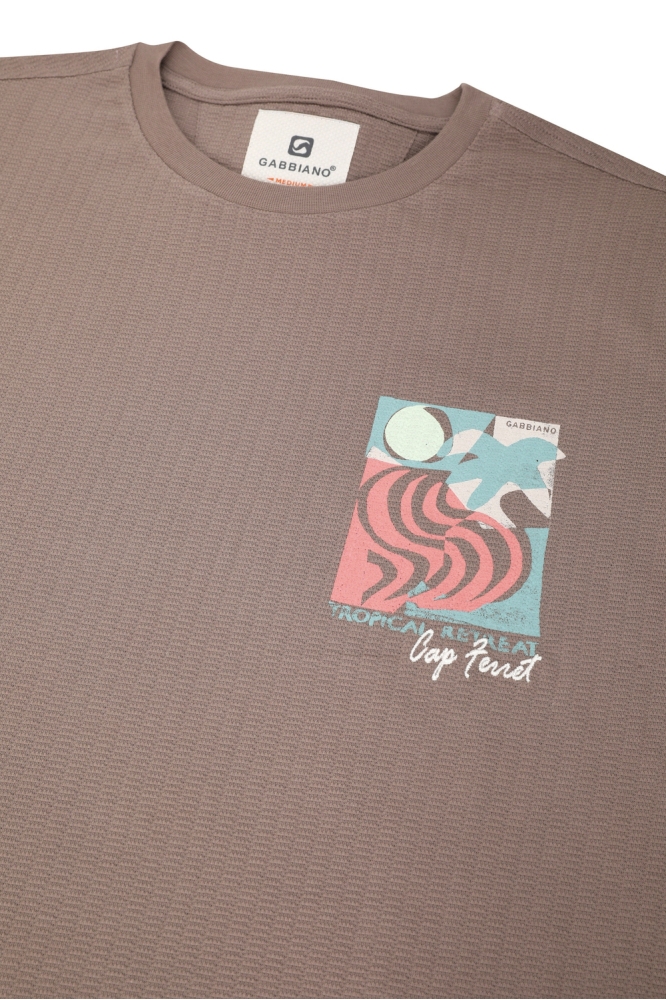 Gabbiano taupe heren t-shirt | Kleurstaal