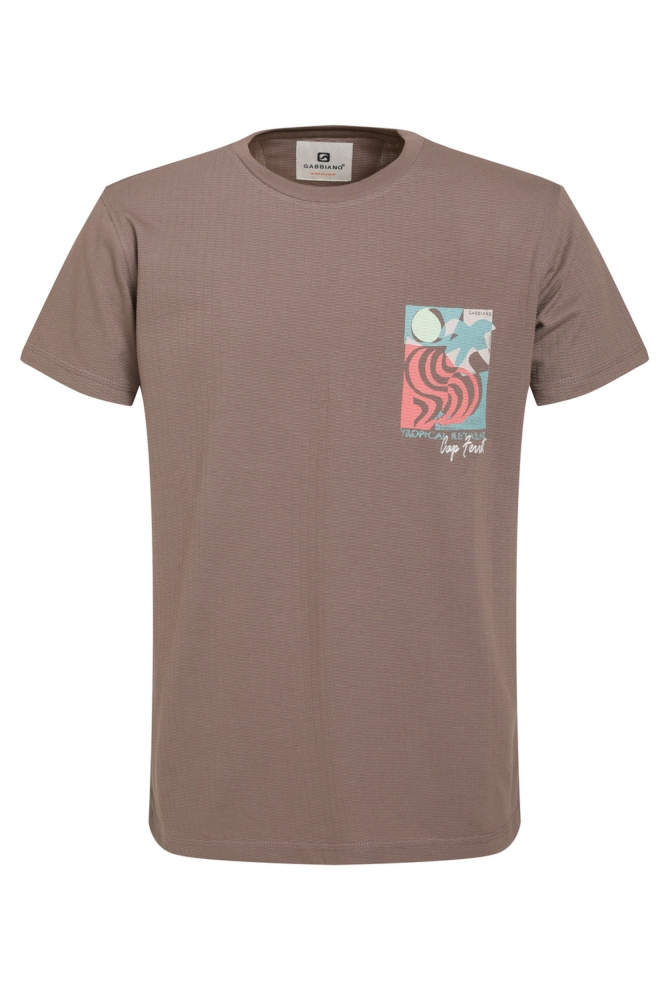 Gabbiano taupe heren t-shirt | Vooraanzicht