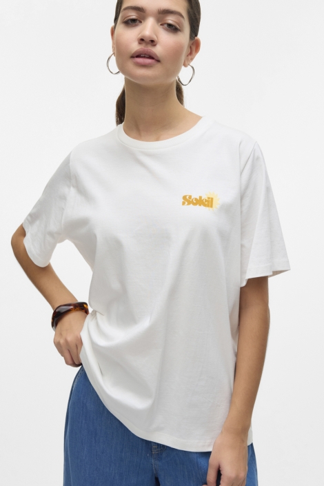 Vero Moda witte dames t-shirt | Model vooraanzicht