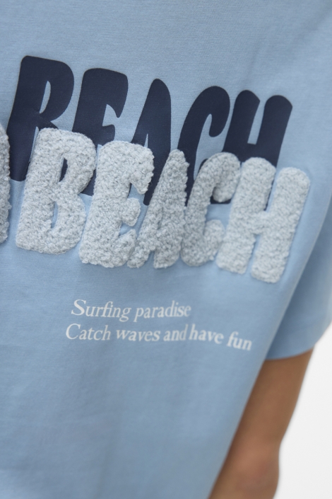 Vero Moda blauwe dames t-shirt | Close up