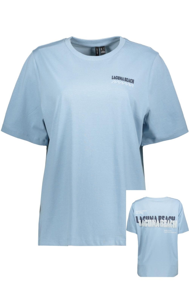 Vero Moda blauwe dames t-shirt | Vooraanzicht