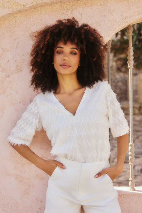 Lofty Manner witte dames t-shirt | Model vooraanzicht