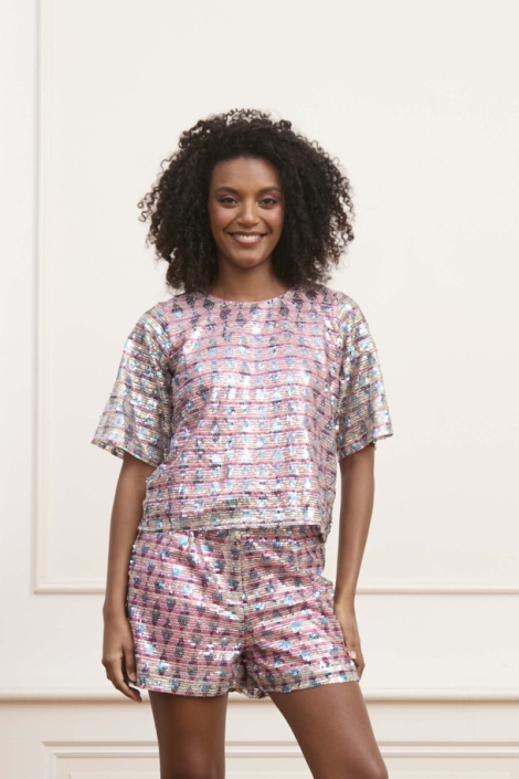 Lofty Manner roze dames t-shirt | Model vooraanzicht