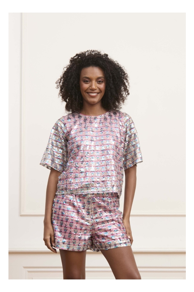 Lofty Manner roze dames t-shirt | Model vooraanzicht