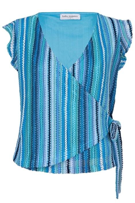 Lofty Manner blauwe dames blouse | Vooraanzicht