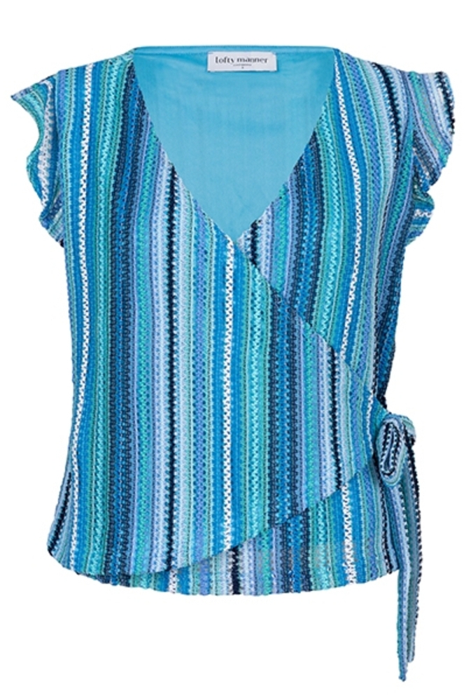 Lofty Manner blauwe dames blouse | Vooraanzicht
