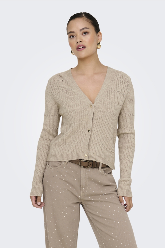 Only beige dames vest | Model vooraanzicht