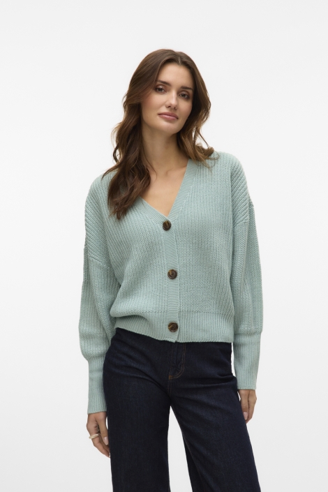 Vero Moda groene dames vest | Model vooraanzicht