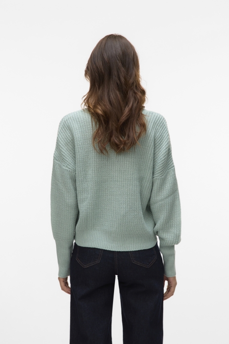 Vero Moda groene dames vest | Model achteraanzicht