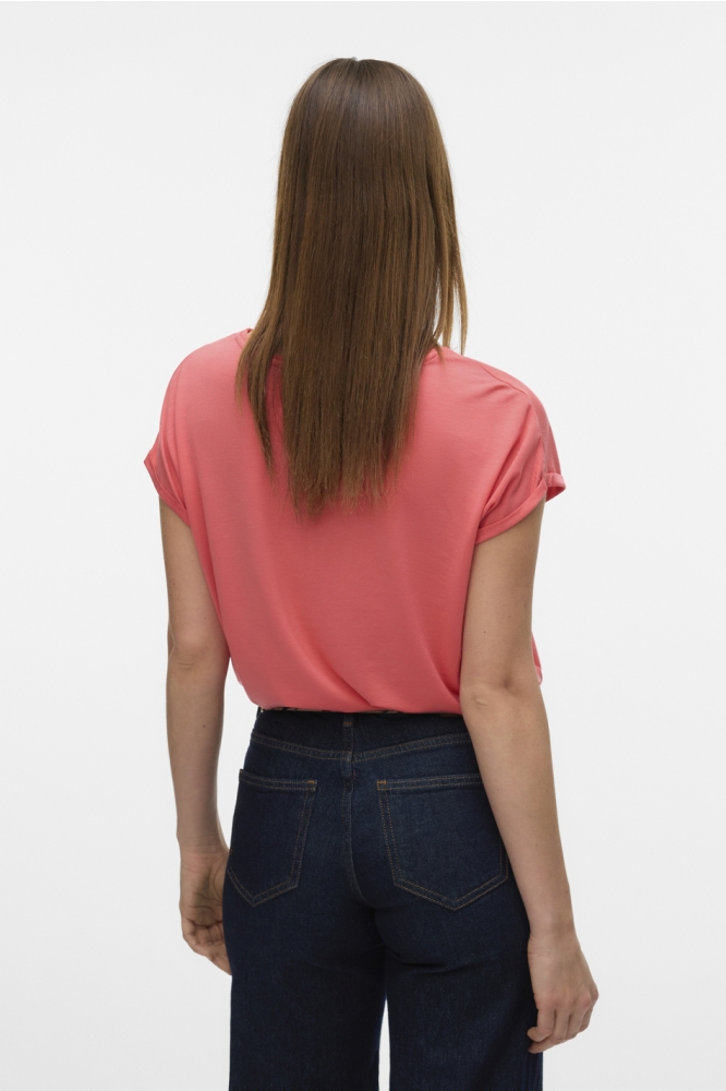 Vero Moda oranje dames t-shirt | Model achteraanzicht