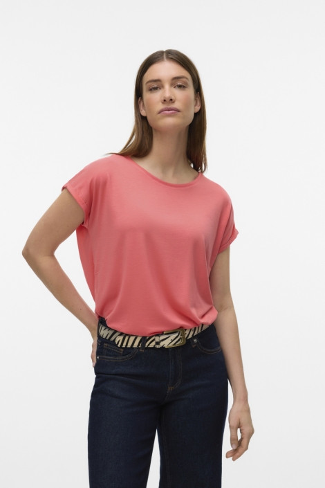 Vero Moda oranje dames t-shirt | Model vooraanzicht