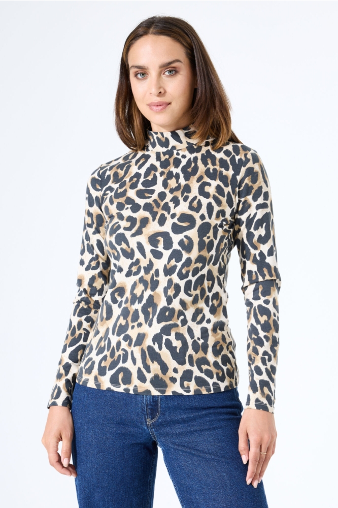 Garcia beige dames t-shirt | Model vooraanzicht