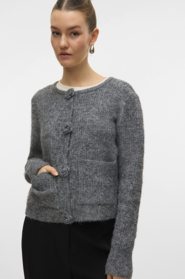 Vero Moda Vest VMBLOSSOM LS O-NECK CARDIGAN BOO 10331445 MEDIUM GREY MELANGE