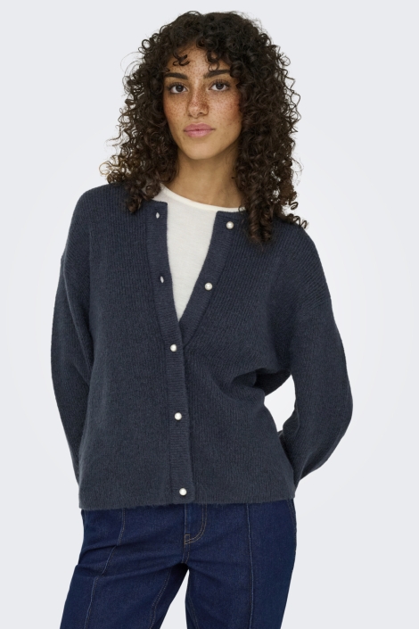 Jacqueline de Yong blauwe dames vest | Model vooraanzicht