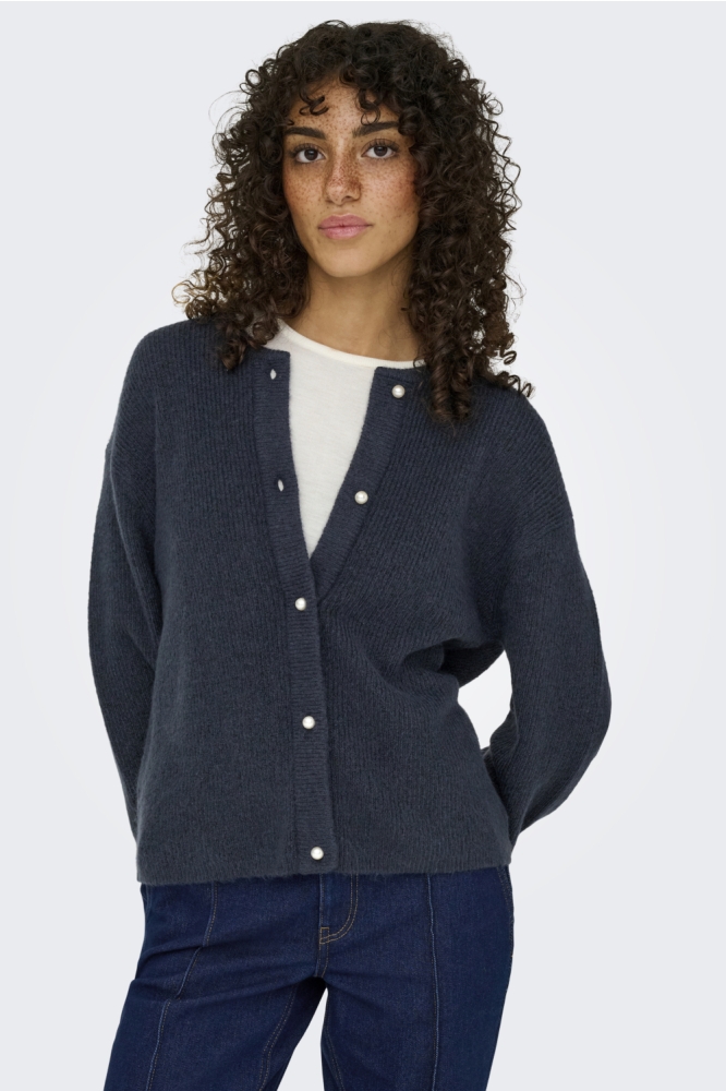 Jacqueline de Yong blauwe dames vest | Model vooraanzicht