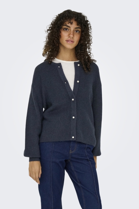 Jacqueline de Yong blauwe dames vest | Model vooraanzicht