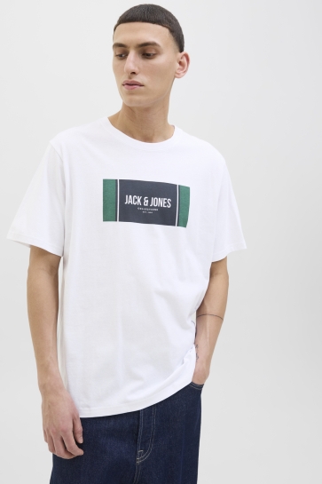 Jack & Jones jjhayato tee ss crew neck bts ln Wit