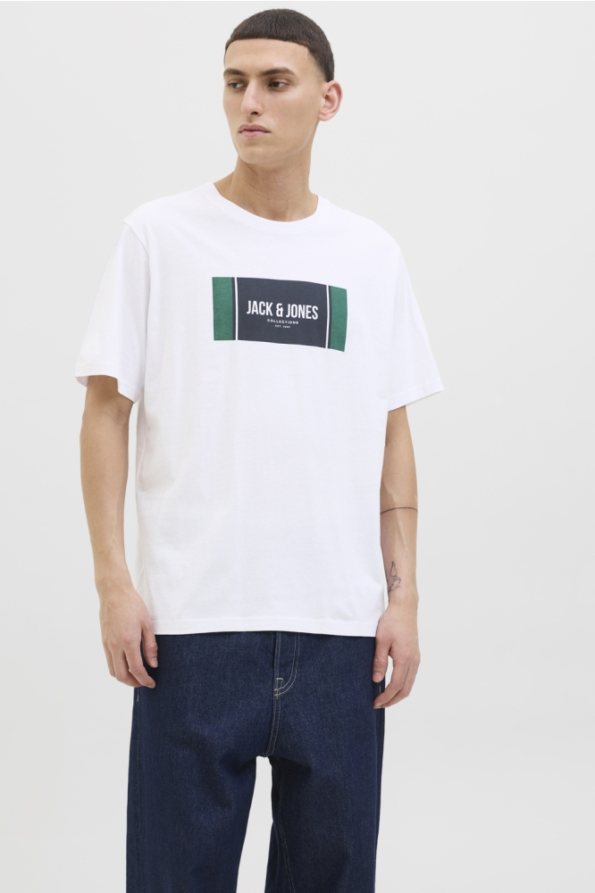 Jack & Jones witte heren t-shirt | Model vooraanzicht