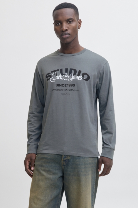 Jack & Jones blauwe heren t-shirt | Model vooraanzicht