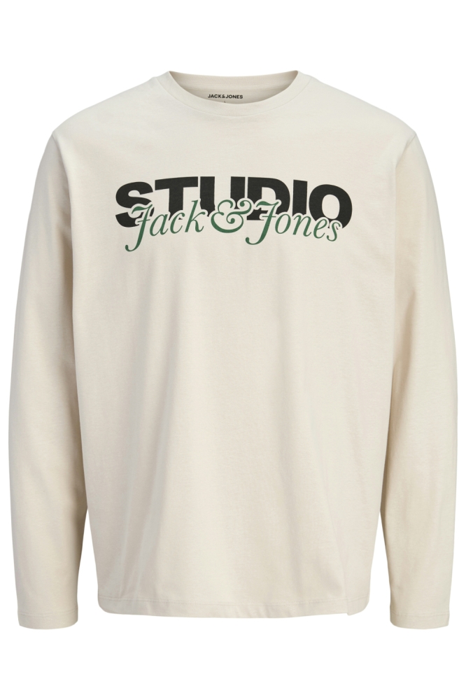 Jack & Jones beige heren t-shirt | Vooraanzicht