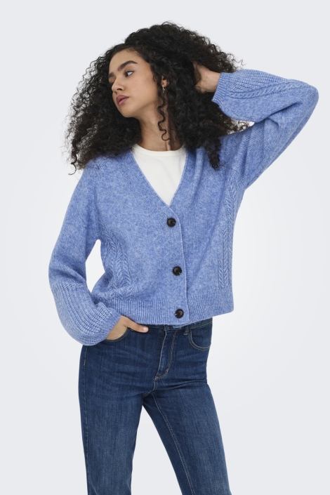 Jacqueline de Yong blauwe dames vest | Model vooraanzicht