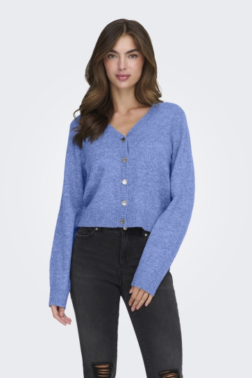 Jacqueline de Yong JDYSUPER LIFE L/S V-NECK CARDIGAN K 15351415 EBB AND FLOW/MELANGE W. SILVER BUTTONS