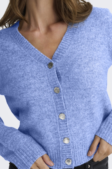 Jacqueline de Yong blauwe dames vest | Close up