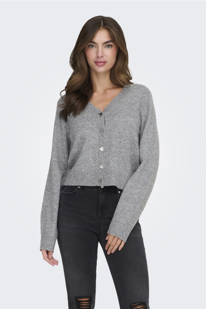 Jacqueline de Yong grijze dames vest | Model vooraanzicht