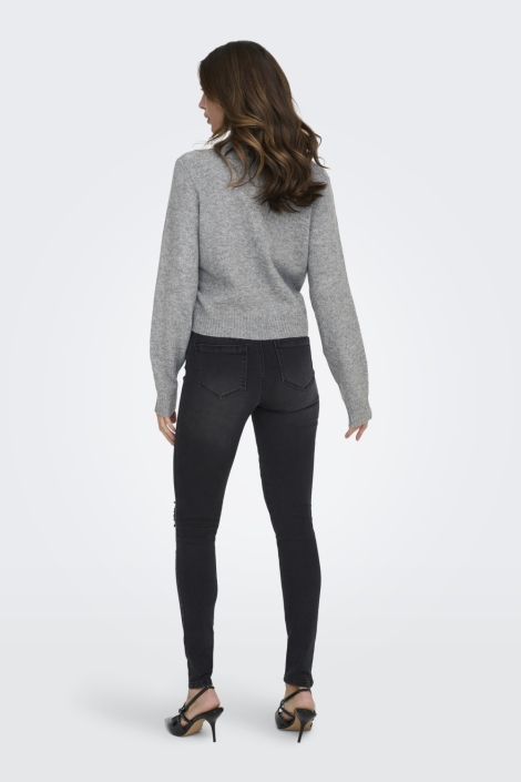 Jacqueline de Yong grijze dames vest | Model achteraanzicht