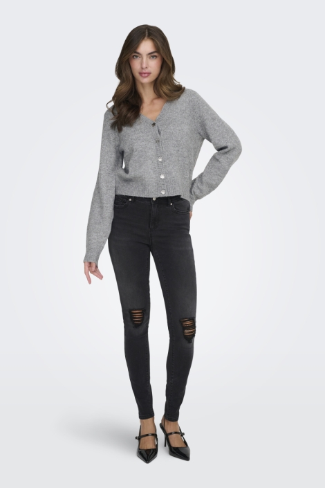 Jacqueline de Yong grijze dames vest | Model vooraanzicht