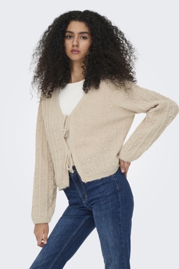 Jacqueline de Yong Vest JDYSIGRID LIFE L/S TIE CARDIGAN KNT 15351394 CEMENT