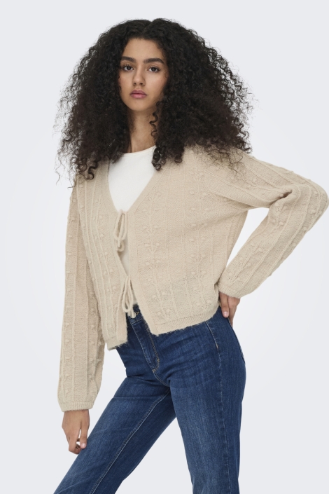 Jacqueline de Yong ecru dames vest | Model vooraanzicht