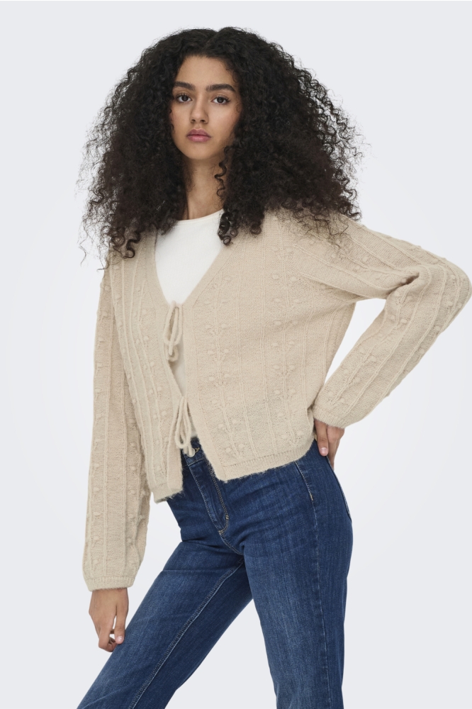 Jacqueline de Yong ecru dames vest | Model vooraanzicht