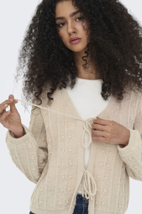 Jacqueline de Yong ecru dames vest | Close up