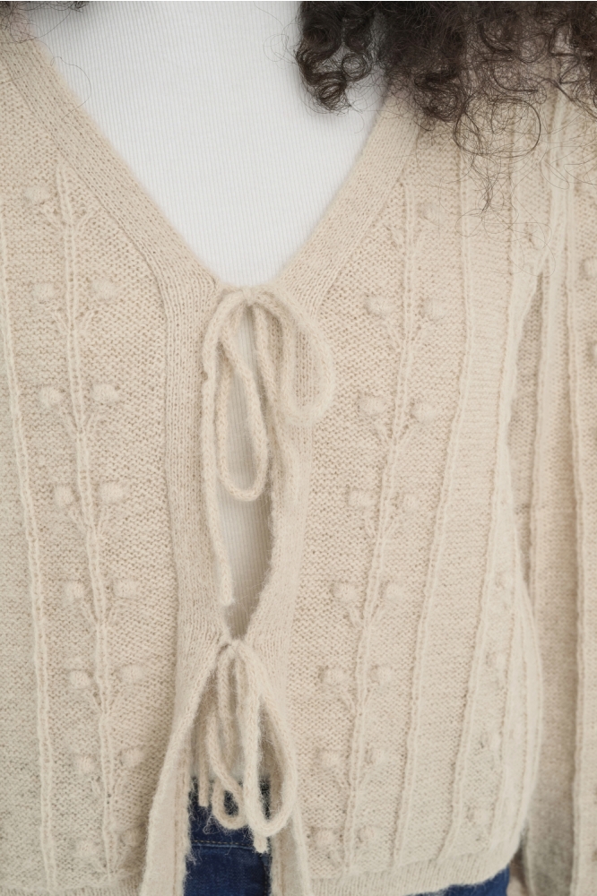 Jacqueline de Yong ecru dames vest | Close up