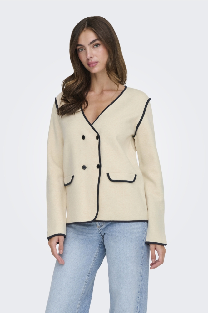 Jacqueline de Yong beige dames vest | Model vooraanzicht