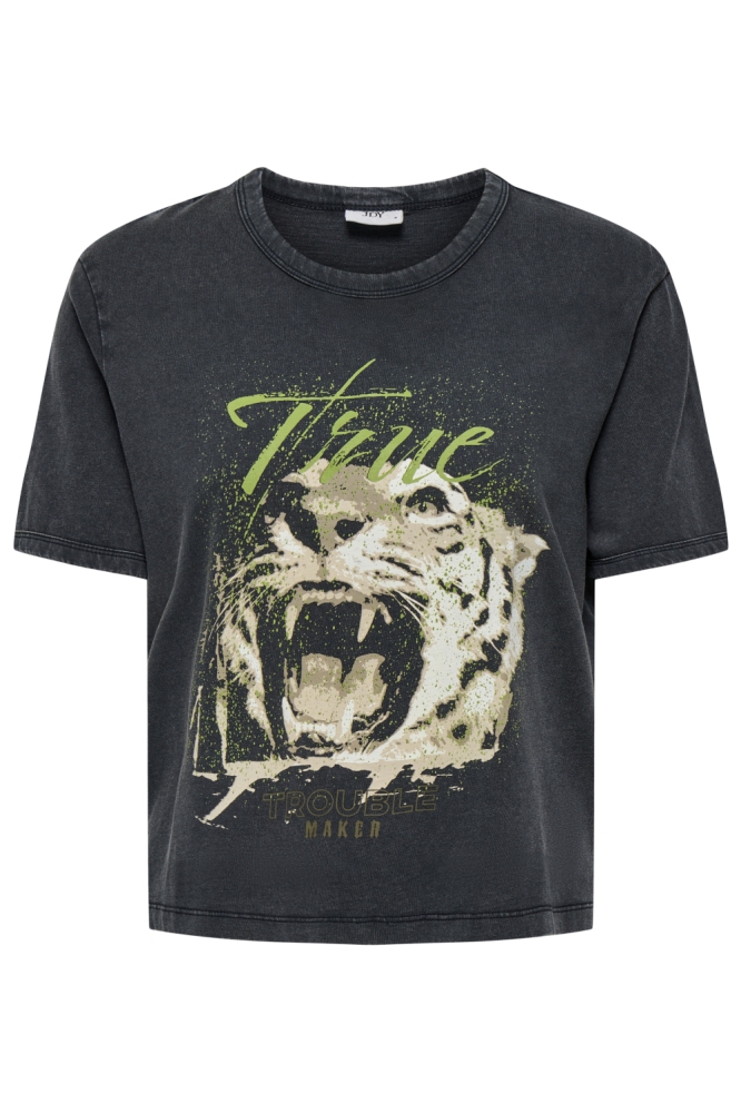 Jacqueline de Yong zwarte dames t-shirt | Vooraanzicht