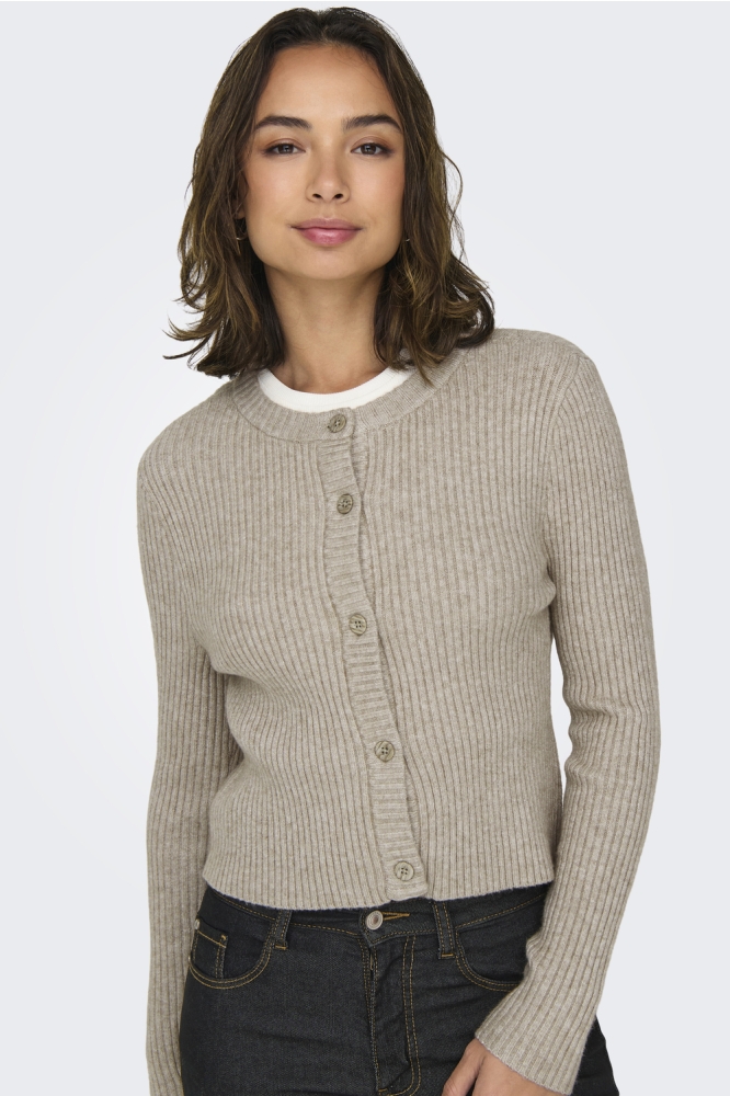 Only beige dames vest | Model vooraanzicht