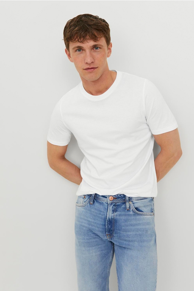 Jack & Jones witte heren t-shirt | Model vooraanzicht