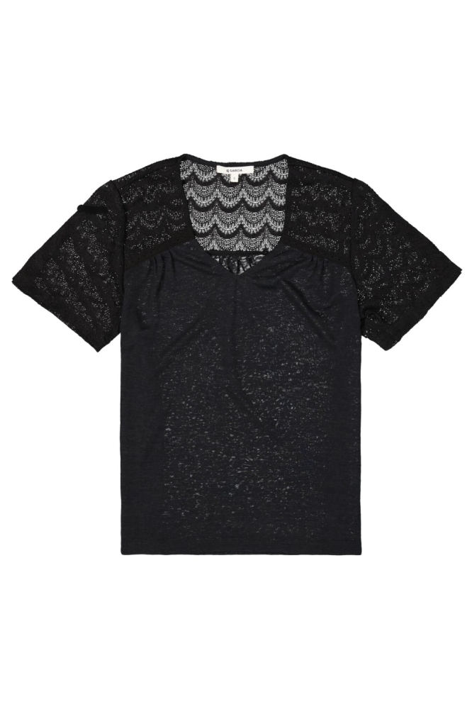 Garcia zwarte dames t-shirt | Vooraanzicht