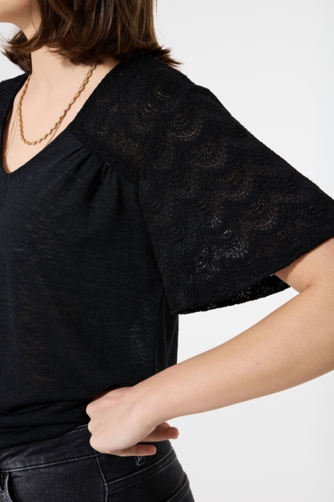 Garcia zwarte dames t-shirt | Close up