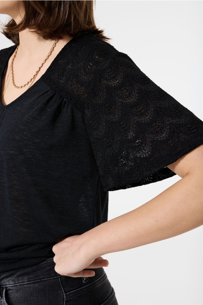 Garcia zwarte dames t-shirt | Close up