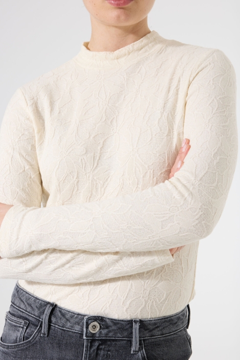 Garcia ecru dames t-shirt | Close up