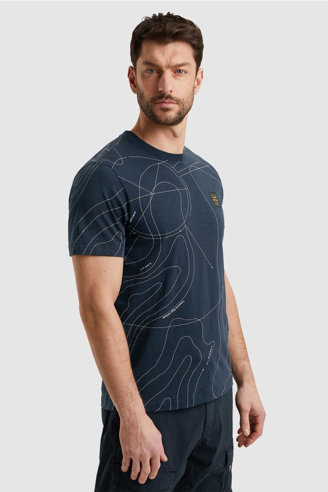 PME legend blauwe heren t-shirt | Model zijaanzicht