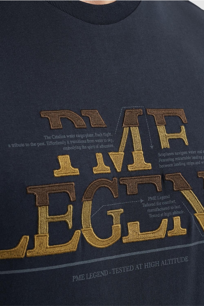 PME legend blauwe heren t-shirt | Close up