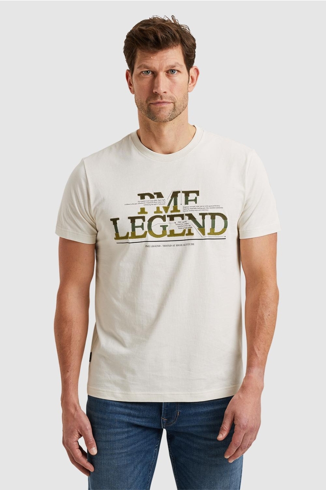 PME legend beige heren t-shirt | Model vooraanzicht